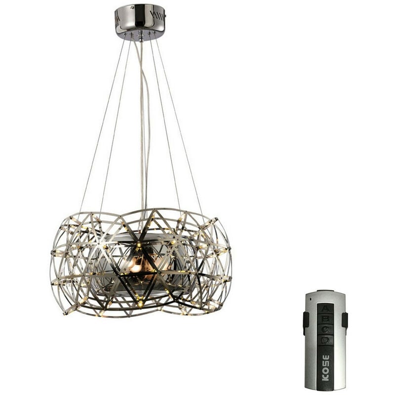 Inspired Clearance - Atria Pendant 2 Light E27 LEDs And Remote Control Stainless Steel