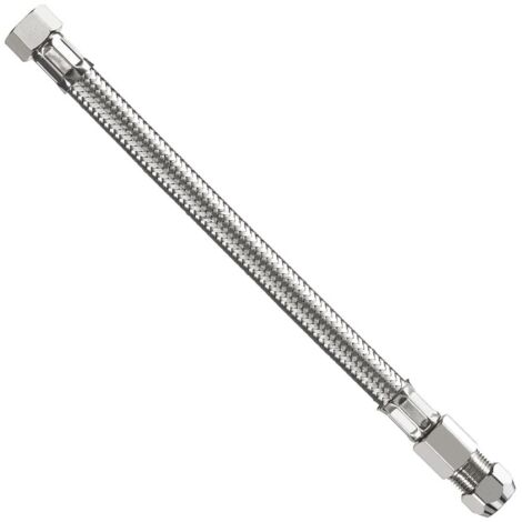 Attacco flessibile DN10 treccia acciaio inox AISI 304 - femmina con calotta conica 3 pezzi - Misura 3/8"G x 10 L.30 cm 0093FB30030