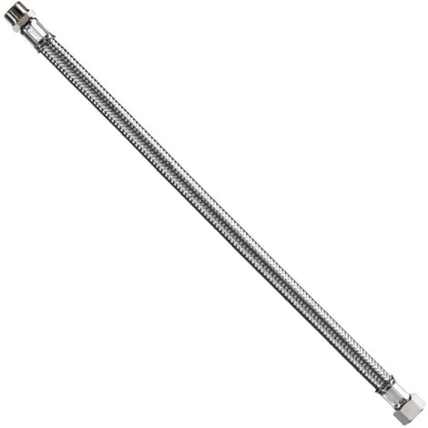 Attacco flessibile DN10 treccia acciaio inox AISI 304, maschio/femmina - Misura 1/2" x 1/2" L.40 cm 0093MF44040
