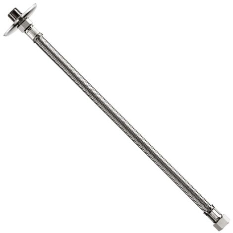 Attacco flessibile DN10 treccia acciaio inox AISI 304 - maschio prolungato/femmina - rosone scorrevole in acciaio inox - Misura 1/2" x 1/2" L.40 cm 0093RF44040