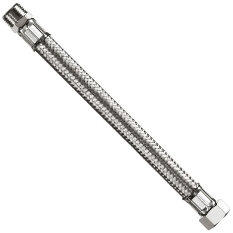 Attacco flessibile DN13 tipo gigante treccia acciaio inox AISI 304 - maschio/femmina - Misura 1/2" x 1/2" L.30 cm 0095MF44030