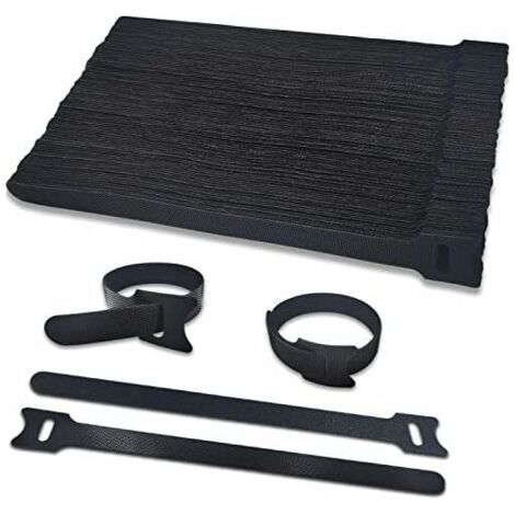 Attache Câble 100pcs Scratch Serre Cable Bande 200mmx12mm Sangle Réutilisable Câble Management Facile à Couper pour Ranger et Organiser Tous Les Câbles, 12mm de Large Non-adhésif Bande Hook & Loop