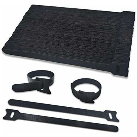 Attache Câble 100pcs Scratch Serre Cable Bande 200mmx12mm Sangle Réutilisable Câble Management Facile à Couper pour Ranger et Organiser Tous Les Câbles, 12mm de Large Non-adhésif Bande Hook & Loop