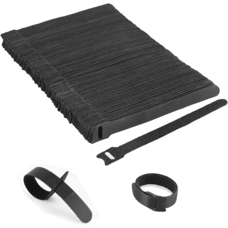 Attache Cable, Noir Réglable Réutilisable Serre Cable Auto-agrippant (100 Pièces 150 x 12 mm)-