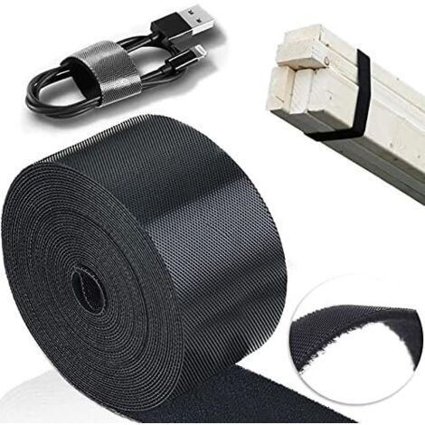 Attache Câble Scratch, 50mm X 5M Non Adhésif Serre Bande pour Cable Gestion, DIY Artisanat et Fixation des Rideaux, Réutilisables Management Scratch Rouleau Accueil Bureau - 