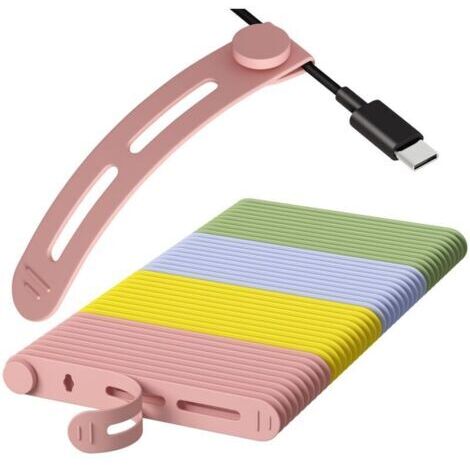 Attache Cable Silicone 40 Pièces Cable Tie Réutilisable, Collier De Serrage, Serre Câbles Silicone, Attaches Torsadées, Attache Cordon, Sangle Organisateur pour Cordes et Gestion des Câbles