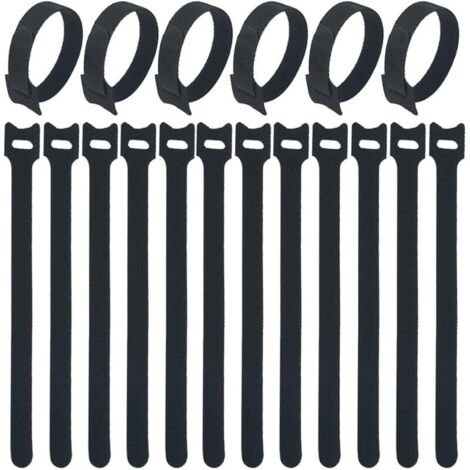 Attache Cable,100 Pièces Serre Cable Sangle Rangement Cable Serres-Câbles Autoagrippantes Attache-Câbles Réglables Réutilisables Taille 12mm x 20mm Sangles de Câbles