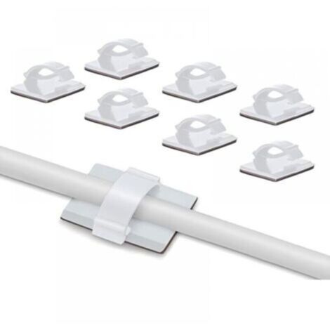 Attache-câbles réglables adhésives pour fibre optique – Lot de 30, blanc, fixation murale ou bureau, plastique résistant