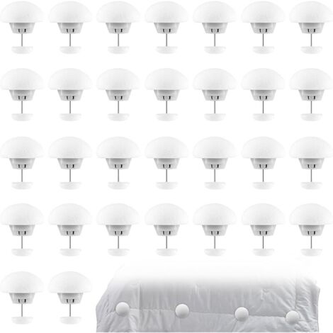 Attache Couette, 30 Pièces Champignon Clip Couette, Longueur Broche 30 mm Pince Couette, Plastique Blanc, Support Courtepointe, pour Plupart Épaisseurs Courtepointe