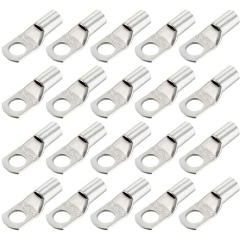 Attache de câble batterie, 10AWG, SC10-6, Œillet, Bague de serrage, Connecteur terminal, Argenté, Lot de 20 pièces