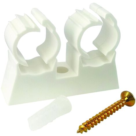 Somatherm – Attache de fixation double pour tube Ø20mm – Lot de 10 – Compatible avec tubes 20mm – Fixation fournie pour installation rapide
