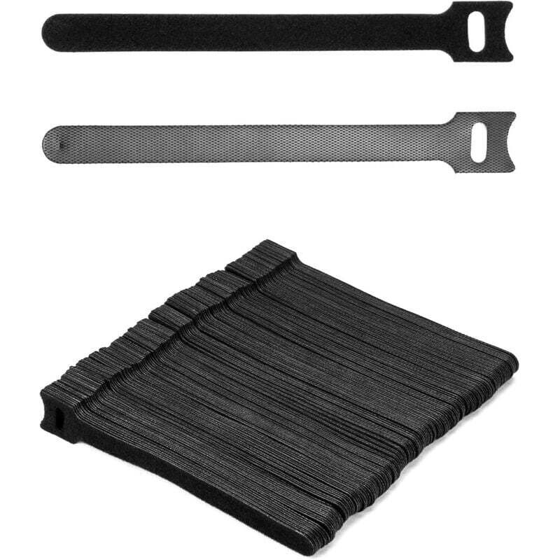 150PCS Attach Cable Velcro Réutilisables, 150 x 12 mm Sangle Velcro pour Range Cable (Noir)