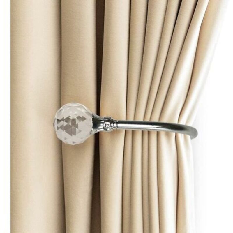 Gabrielle - Attache de rideau simple et moderne, crochet mural en forme de u, attaches de rideau en métal, accessoires de rideau, paquet de 2 (argent)