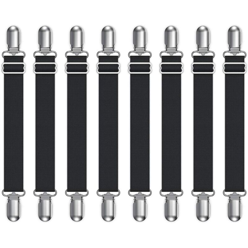 Attache Drap Housse, Lot de 8, Noir