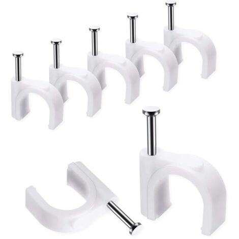 Attaches-câbles, 10 mm, lot de 100, clips à clouer blancs ronds, robustes et durables, pour fixation murale de câbles.-AquaForge