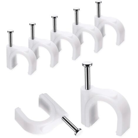 Attaches-câbles, 10 mm, lot de 100, clips à clous blancs ronds, robustes et durables, fixation murale pour câbles.-AquaForge