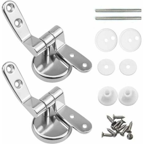 Attaches Charnière Abattant WC, Lot de 2 Charnières de Rechange pour Lunette de Toilette avec Fixations en Alliage