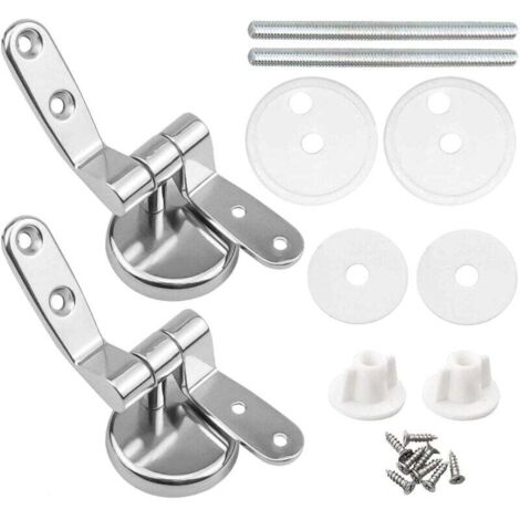 Attaches Charnière Abattant WC, Lot de 2 Charnières de Rechange pour Lunette de Toilette avec Fixations en Alliage de Zinc