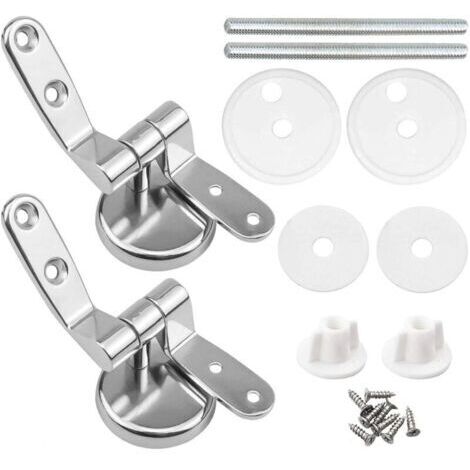 Attaches Charnière Abattant WC, Lot de 2 Charnières de Rechange pour Lunette de Toilette avec Fixations en Alliage de Zinc