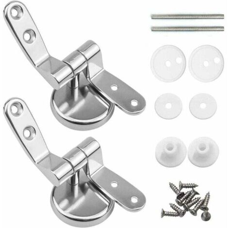 Attaches Charnière Abattant WC, Lot de 2 Charnières de Rechange pour Lunette de Toilette avec Fixations en Alliage de Zinc