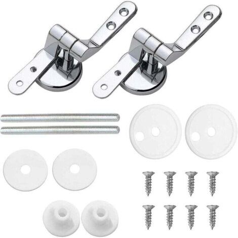 Attaches Charnière Abattant WC, Lot de 2 Charnières de Rechange pour Lunette de Toilette avec Fixations en Alliage de Zinc