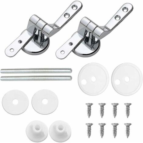 Attaches Charnière pour Abattant WC, Lot de 2 Charnières de Rechange en Alliage de Zinc avec Fixations