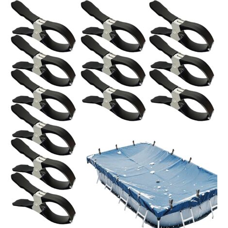 Attaches De Bâche De Piscine - 12 Pièces Attaches Antidérapantes en Acier
