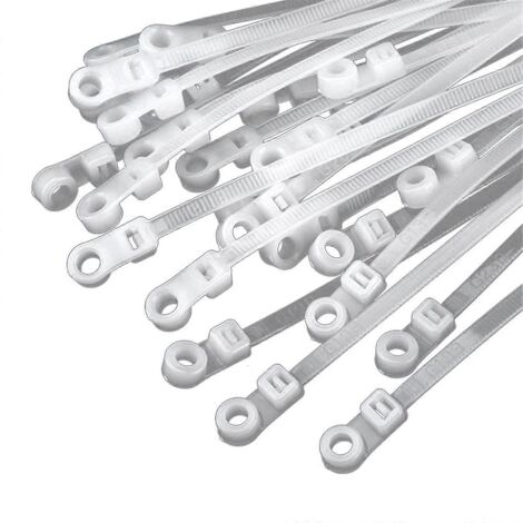 Attaches de câble en nylon avec trou de vis - Autobloquantes, pour faisceaux de câbles