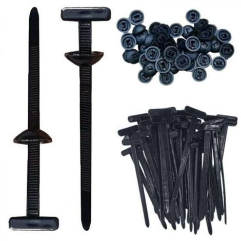 Attaches de câble en nylon, porte-attaches en nylon, 100 attaches à bouton et à épingle pour réparation rapide et fixation de trous (50 pièces)