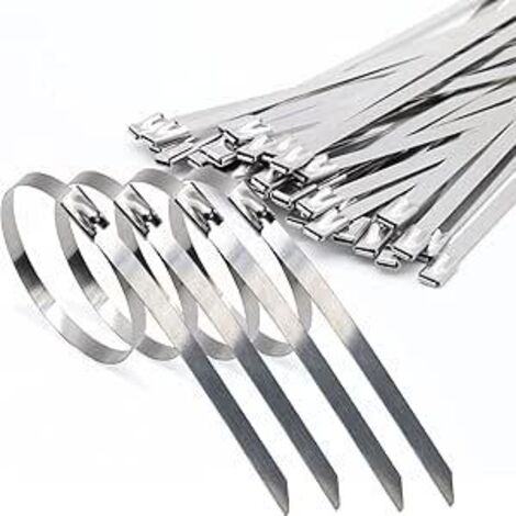Attaches de câble Robustes 4,6x400mm, Collier de serrage inox en Acier Inoxydable Serre-câbles Acier Autobloquante （100 Pièces）
