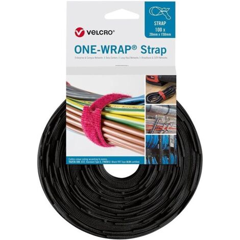 Attaches de câble velcro One Wrap Strap 20 x 200mm noir 100 unités