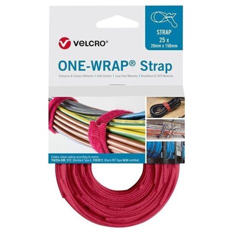 Attaches de câble velcro One Wrap Strap 20 x 330mm rouge 25 unités