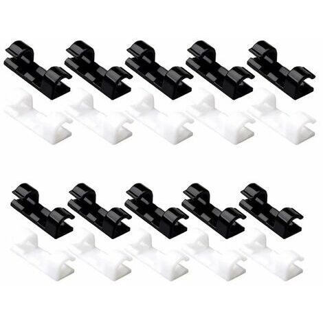 Attaches de câbles autocollantes Yuanzi, 20 pièces, pour le rangement et le maintien des câbles électriques (TV, chargeur, voiture, bureau).-AquaForge