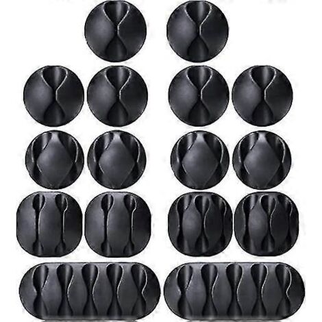 Attaches de câbles pour décoration intérieure, lot de 16 attaches autocollantes noires, idéales pour une gestion optimale des câbles - Maison, Bureau-AquaForge