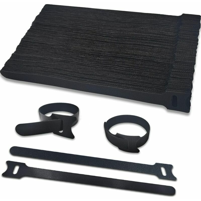 Attaches de câble, attaches de câble auto-adhésives réutilisables réglables noires (100 pièces 100 x 10 mm)
