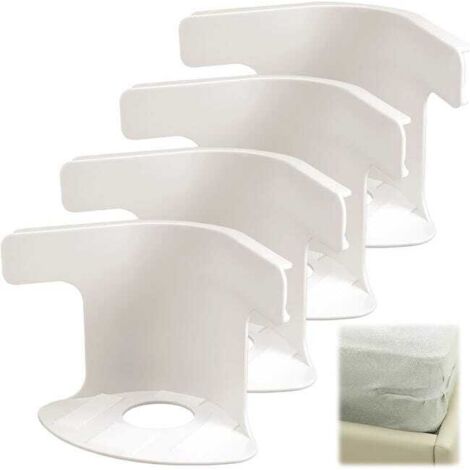 Attaches de draps verrouillables - Sangles d'angle robustes pour draps-housses - Maintiennent les draps en place en toute sécurité - Blanc - Lot de 4
