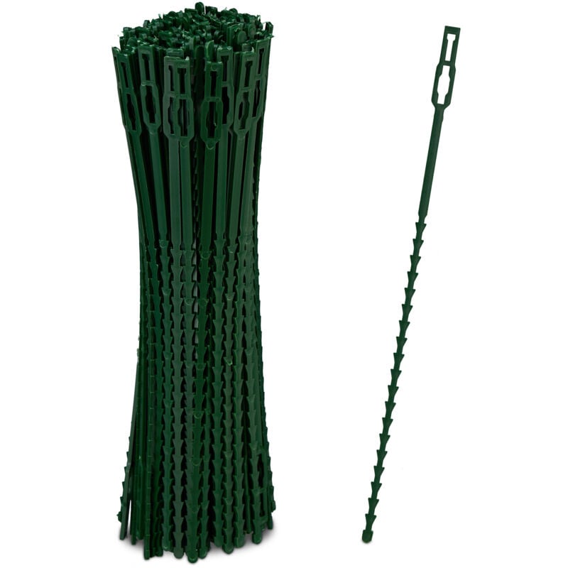 Relaxdays - Attaches de plantes, lot de 400, 23 cm, liens de serrage réglables, réutilisables, fixation jardin, vert