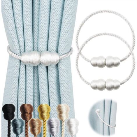 Attaches de rideaux magnétiques, élégantes attaches de rideaux d'extérieur, blanches, lot de 2