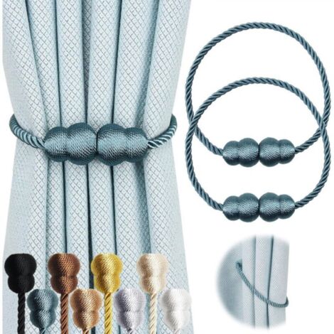 Attaches de rideaux magnétiques, élégantes attaches de rideaux d'extérieur, bleu, lot de 2