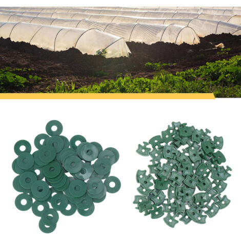 Attaches de serre plastique - clips avec rondelles - 100 unités - fixation facile pour film d'isolation et ombrage