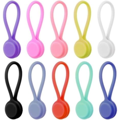 Attaches magnétiques en silicone pour câbles. lot de 10 attaches magnétiques réutilisables. organiseur de câbles en silicone pour l'organisation et la gestion des câbles