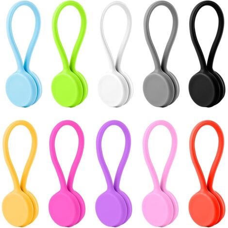 Attaches magnétiques pour câbles, lot de 10 organisateurs de câbles magnétiques, attaches torsadées en silicone réutilisables-AquaForge