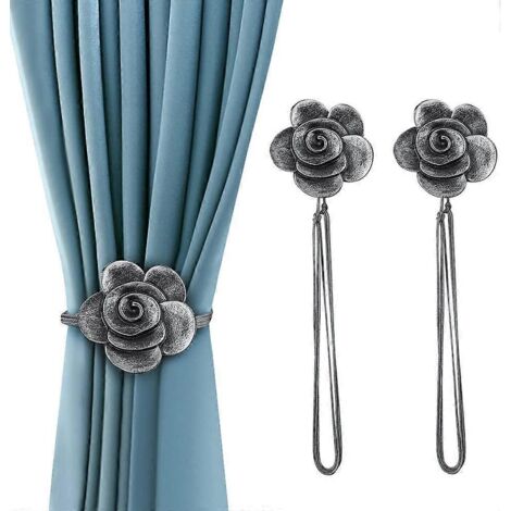 Attaches magnétiques pour rideaux, embrasses de rideaux en résine à motif floral, style vintage, supports décoratifs magnétiques pour rideaux avec corde.