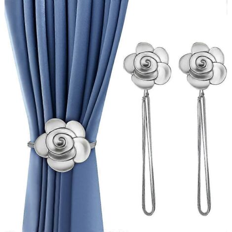 Attaches magnétiques pour rideaux, embrasses de rideaux en résine à motif floral, style vintage, supports décoratifs magnétiques pour rideaux avec corde.