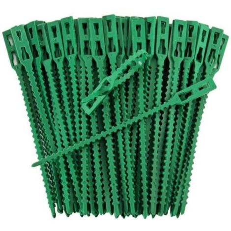 Attaches ou liens pour plante - Lot de 100 - Longueur 13 cm - Vert