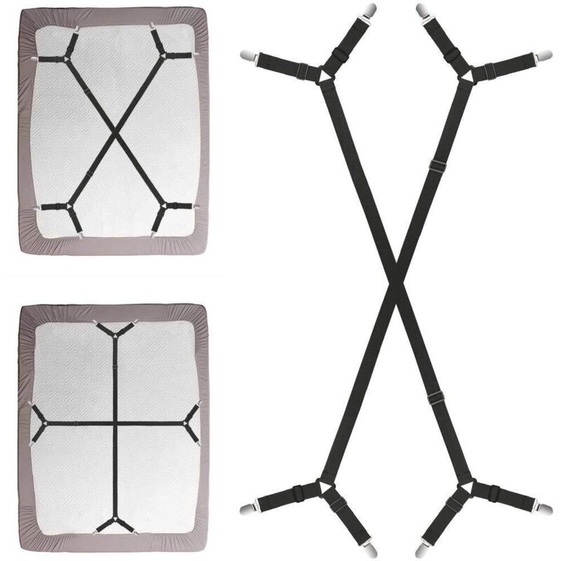Attaches pour draps-housses, 2 pièces, sangles croisées réglables pour draps-housses et housses de matelas