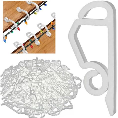 Attaches pour gouttières lumineuses de Noël, crochets en plastique robustes pour décorations de Noël extérieures, blanc