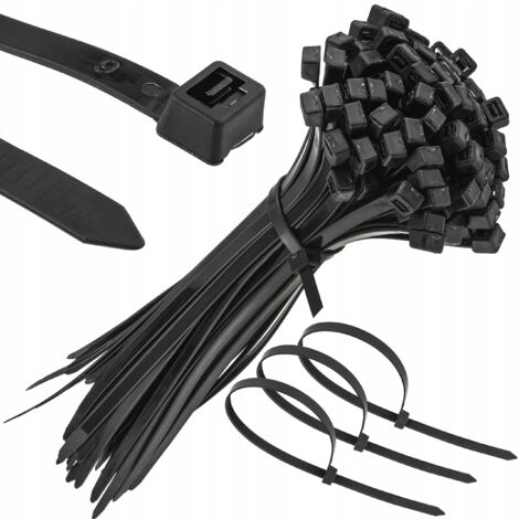 Attaches rapides robustes pour câbles noires 7.6X300 100 pièces