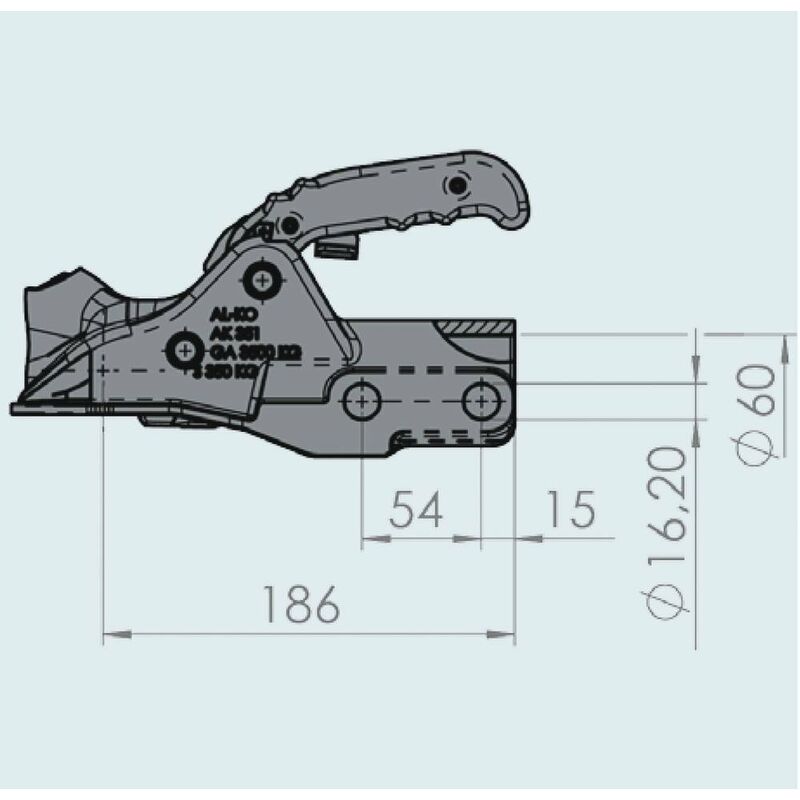 Al-ko - tete d'attelage pour remorque feinee S18018
