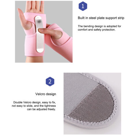 Attelle de Poignet Réglable pour Syndrome du Canal Carpien, Confortable et Respirante pour la Nuit avec Support en Acier